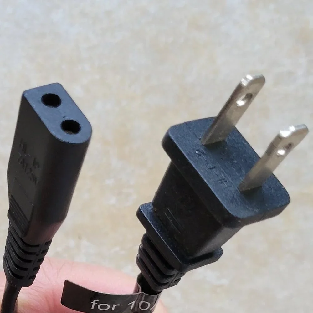 2-Prong AC Power Supply Cord Cable Adapter